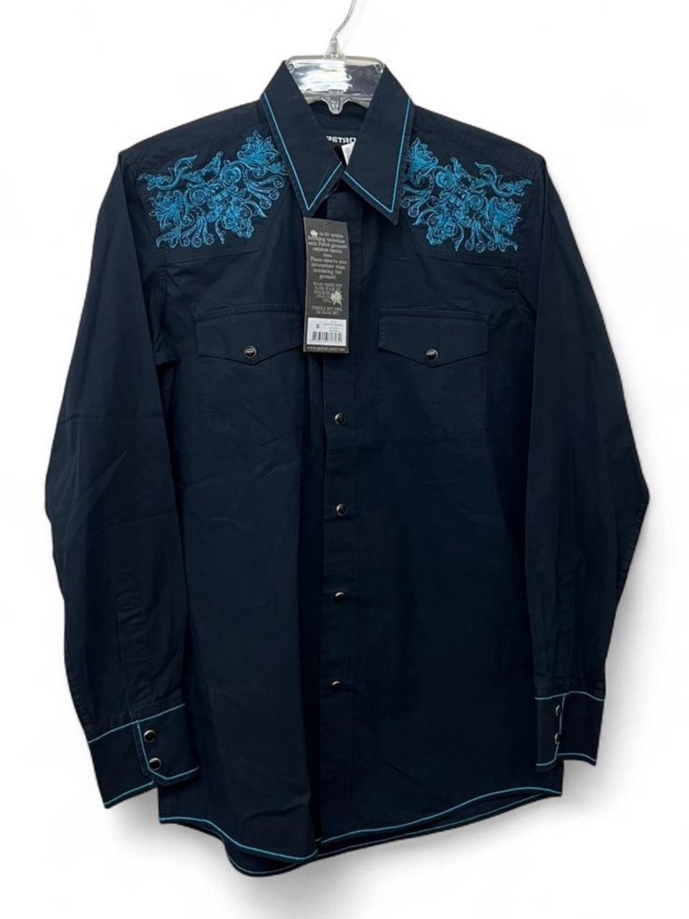 Mens Petrol Jeans Pearl Snap Western Shirt size Small